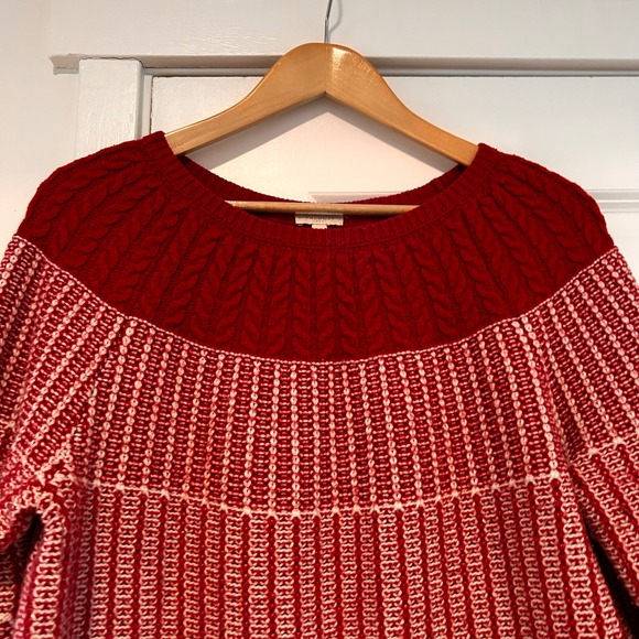 Vintage Talbots Cable Knit Crewneck Sweater Womens Large Nordic Scandinavian Red - Picture 2 of 9